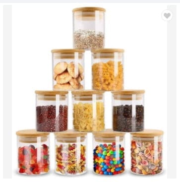 High quality Borosilicate spice glass jar Food Storage Containers with Bamboo Lids 4oz airtight good jar Food Preservation SafeHot sale products